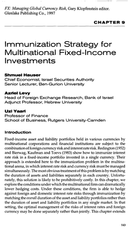 Immunization Strategy for Multinational Fixed-Income Investments
