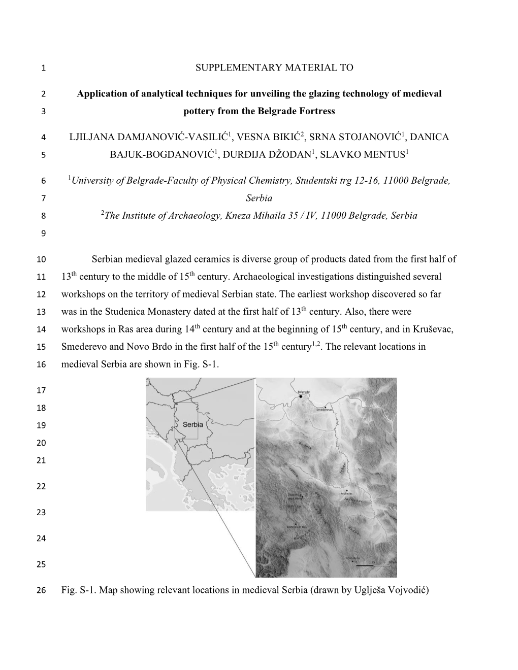 SUPPLEMENTARY MATERIAL to Application of Analytical Techniques