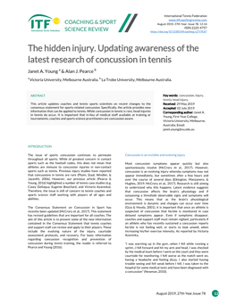 The Hidden Injury. Updating Awareness of the Latest Research of Concussion in Tennis
