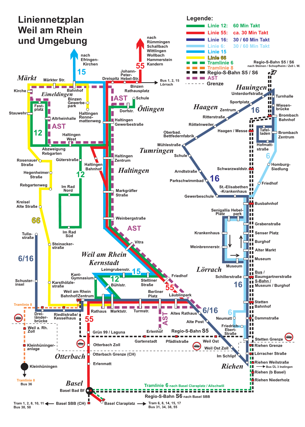 Liniennetzplan Weil Am Rhein Und Umgebung
