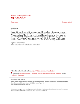 Emotional Intelligence and Leader Development: Measuring Trait Emotional Intelligence Scores of Mid- Career Commissioned U.S
