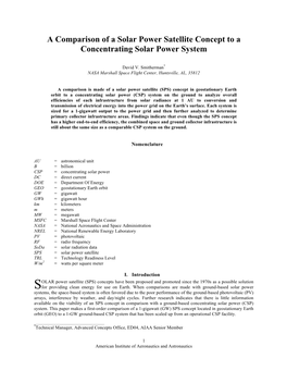 A Comparison of a Solar Power Satellite Concept to a Concentrating Solar Power System