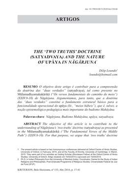 'Two Truths' Doctrine (Satyadvaya) and the Nature of Upāya in Nāgārjuna1