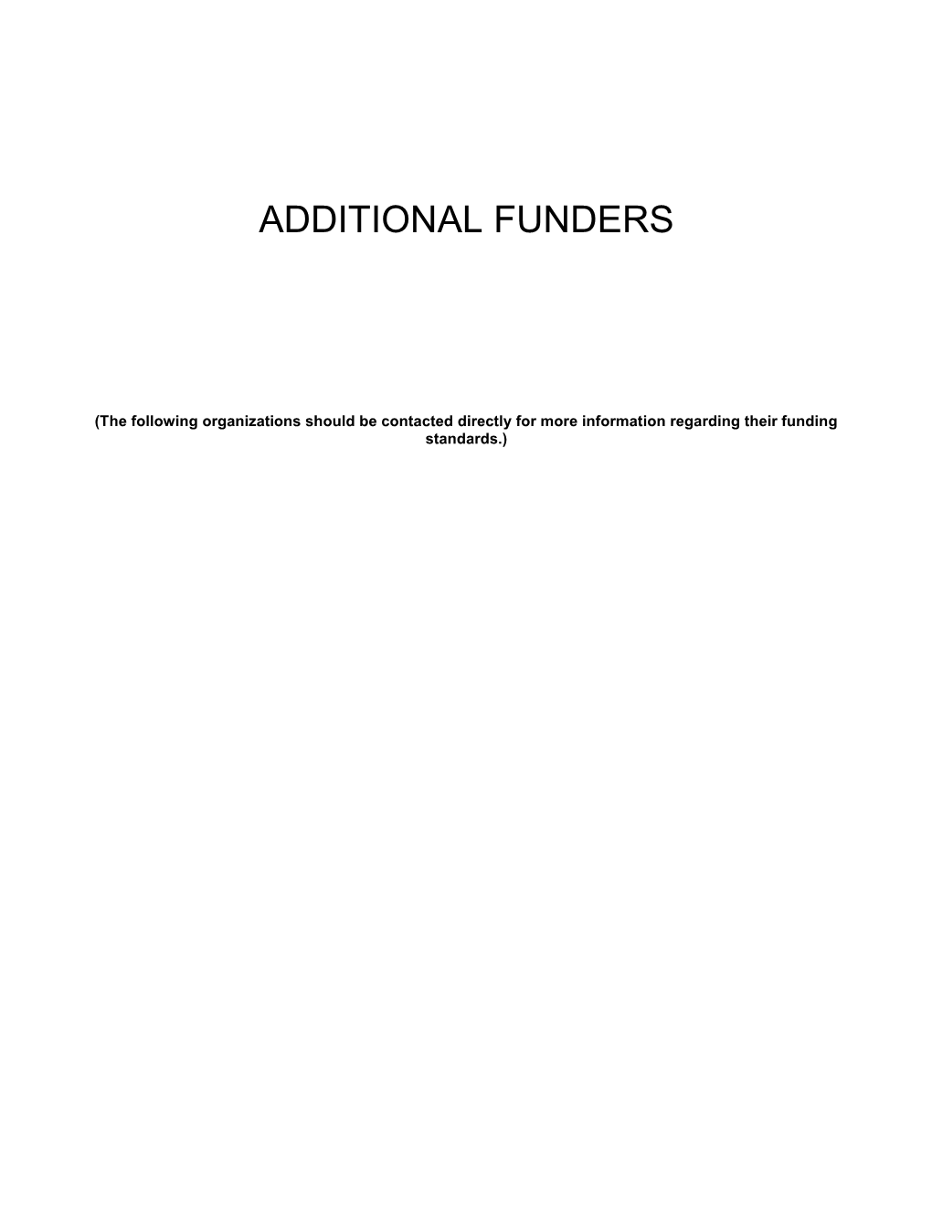 Additional Funders List