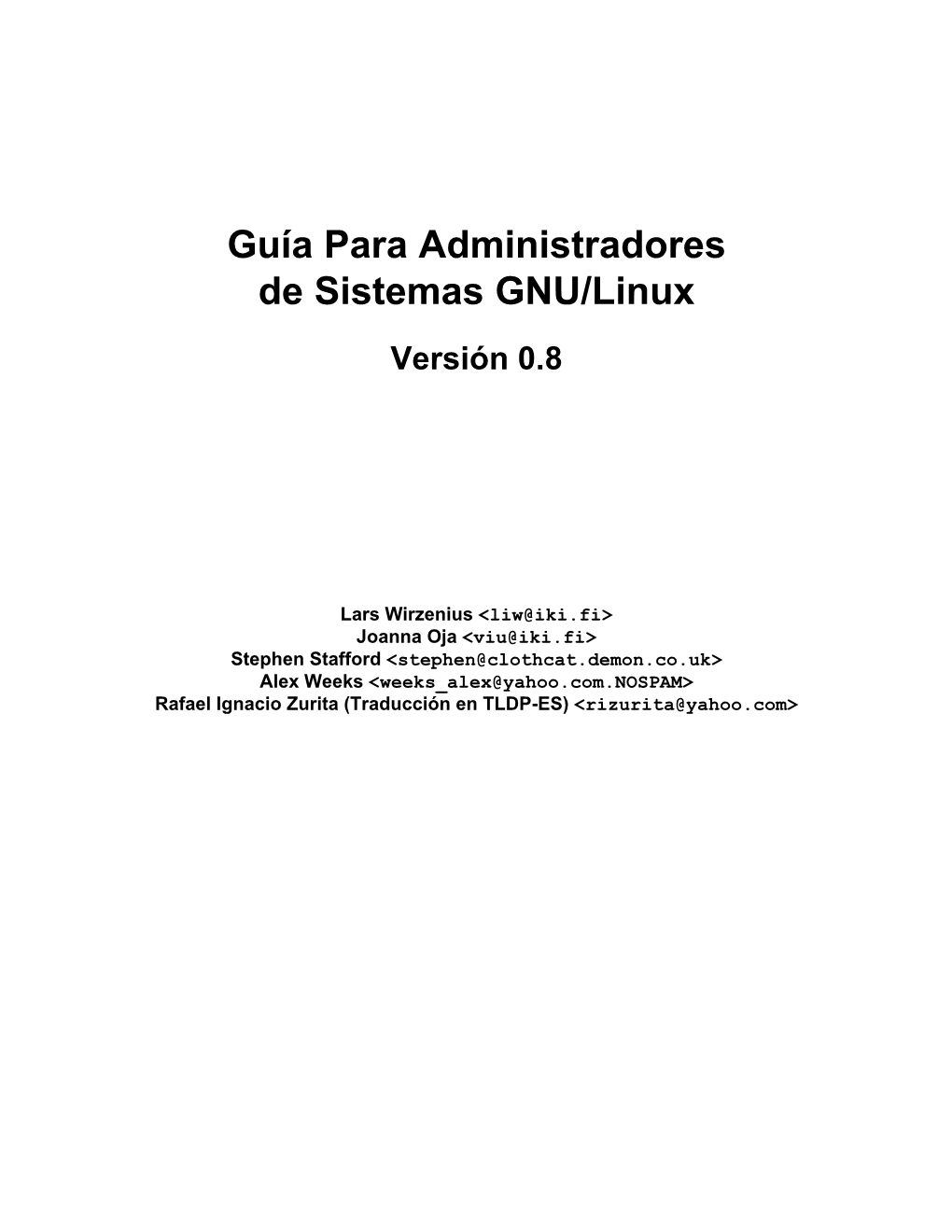 Guía Para Administradores De Sistemas GNU/Linux Versión 0.8