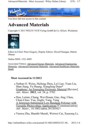 Advanced Materials - Most Accessed - Wiley Online Library 页码，1/7