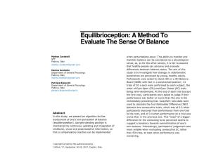 Equilibrioception: a Method to Evaluate the Sense of Balance
