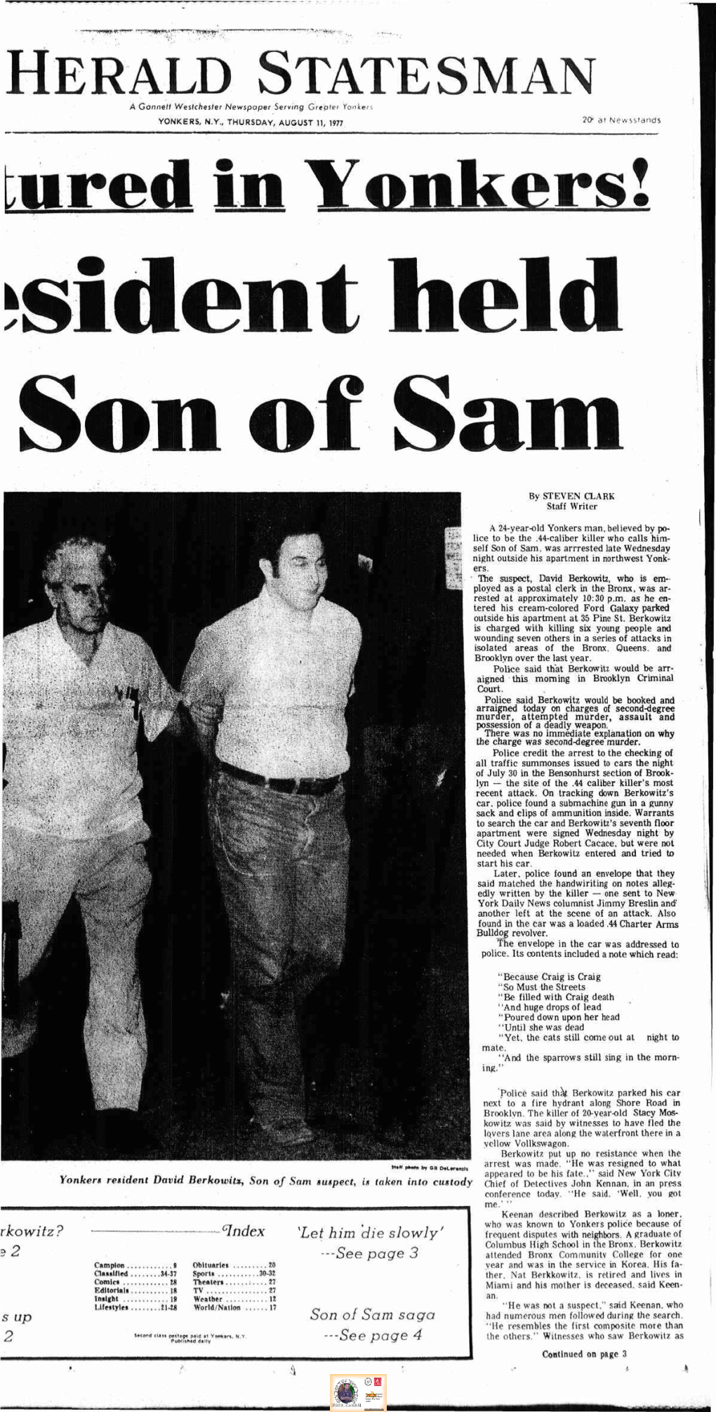 1977-8-11 Son of Sam Captured in Yonkers