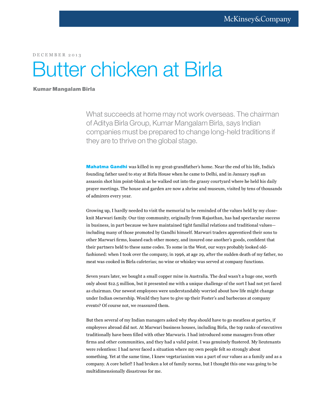 Butter Chicken at Birla