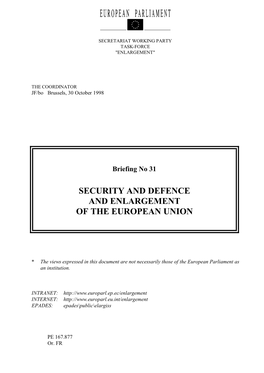 Security and Defence and Enlargement of the European Union