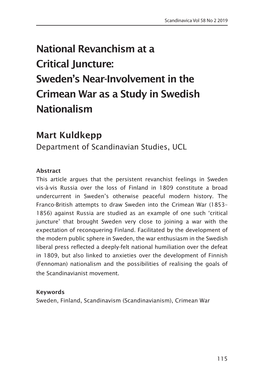 Sweden's Near-Involvement in the Crimean War As A