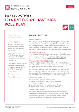 1066 Battle of Hastings Role Play (KS3)