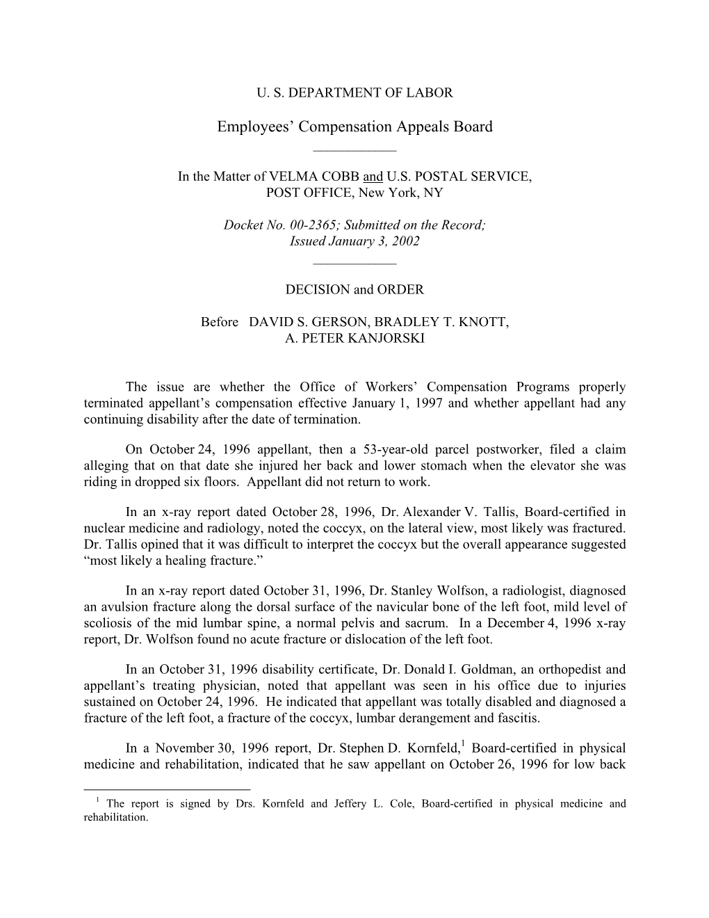 00-2365; Submitted on the Record; Issued January 3, 2002 ______