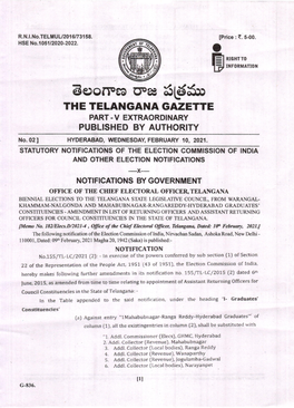 GAZETTE PART.V EXTRAORDINARY PUBLISHED by AUTHORITY No