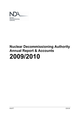Nuclear Decommissioning Authority Annual Report and Accounts 2009/2010