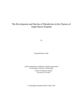 The Development and Decline of Malediction in the Charters of Anglo-Saxon England