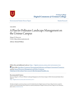 A Plan for Pollinator Landscape Management on the Ursinus Campus Megan N