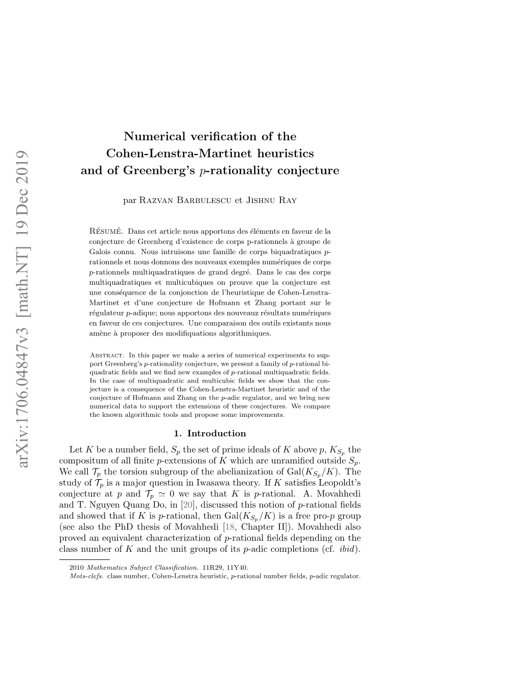 Numerical Verification of the Cohen-Lenstra-Martinet Heuristics