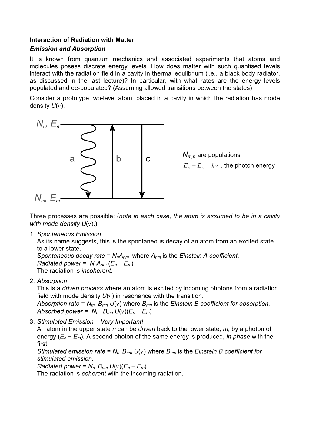 Interaction of Radiation with Matter