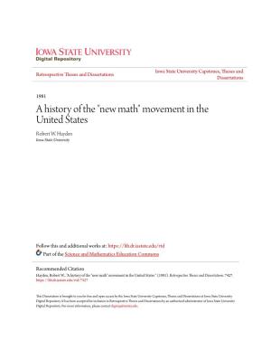 A History of the "New Math" Movement in the United States Robert W