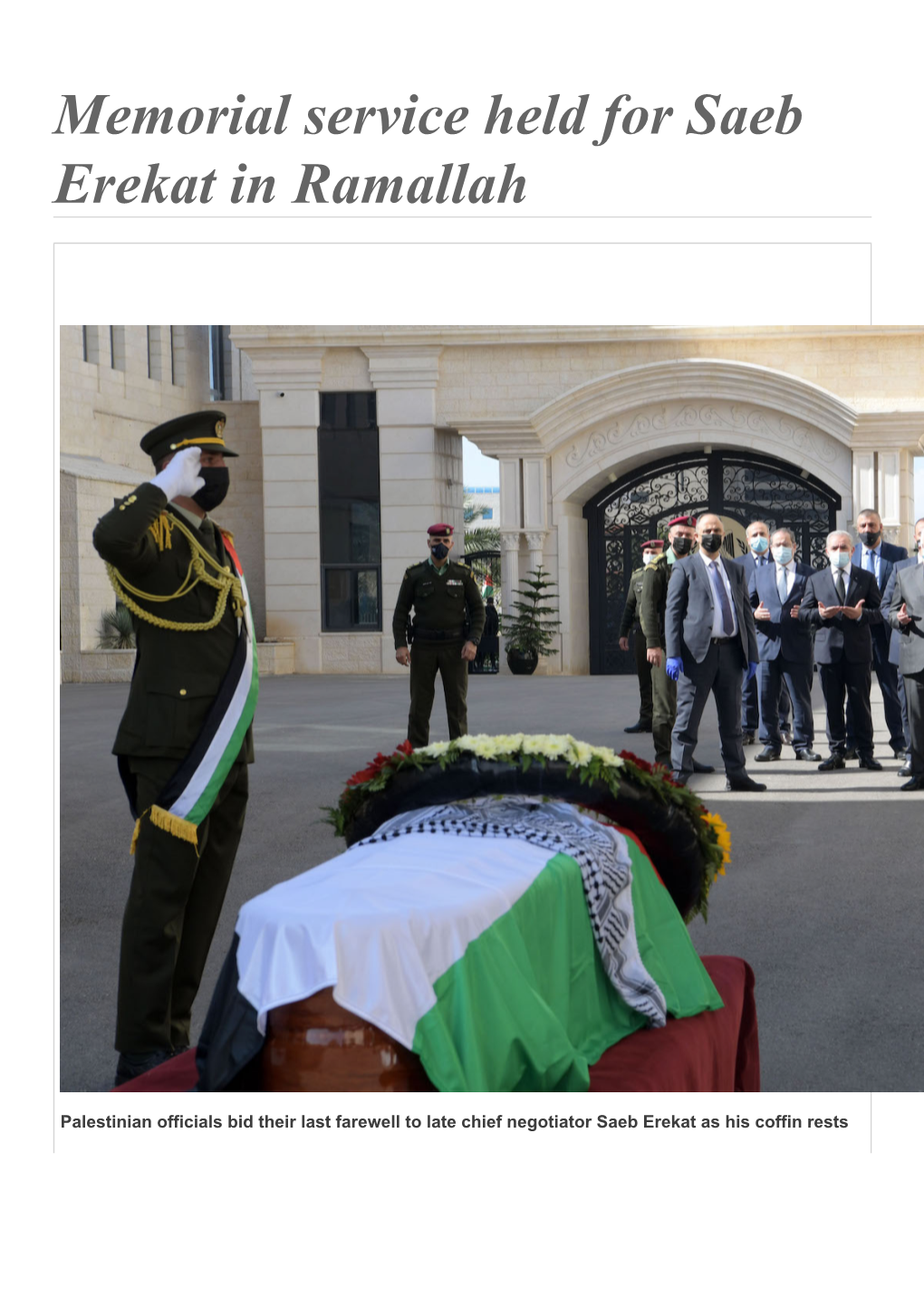 Memorial Service Held for Saeb Erekat in Ramallah