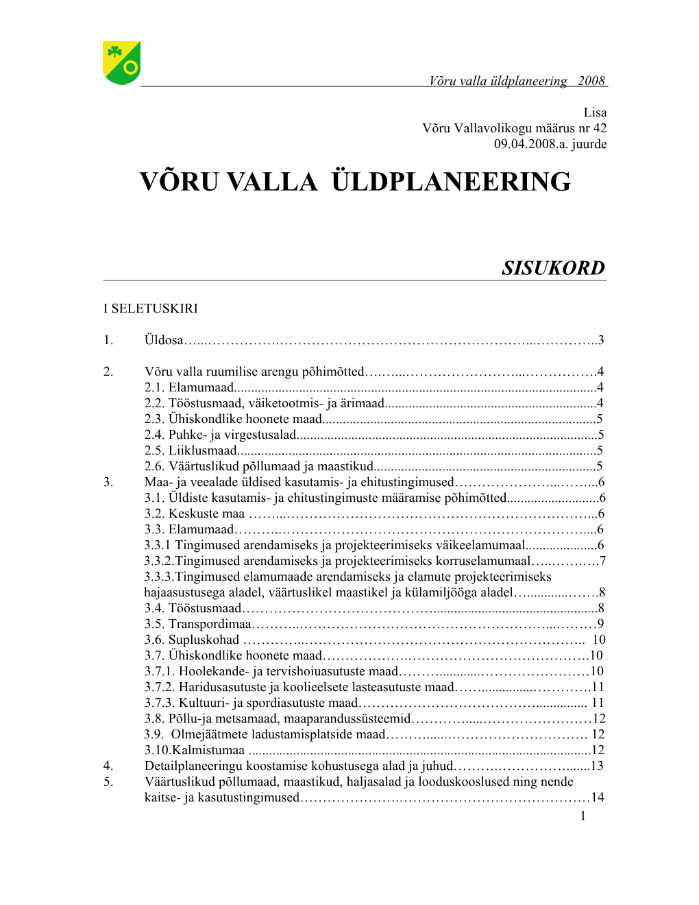 Võru Valla Üldplaneering 2008