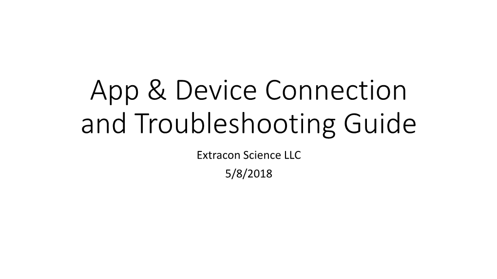 App & Device Connection and Troubleshooting Guide