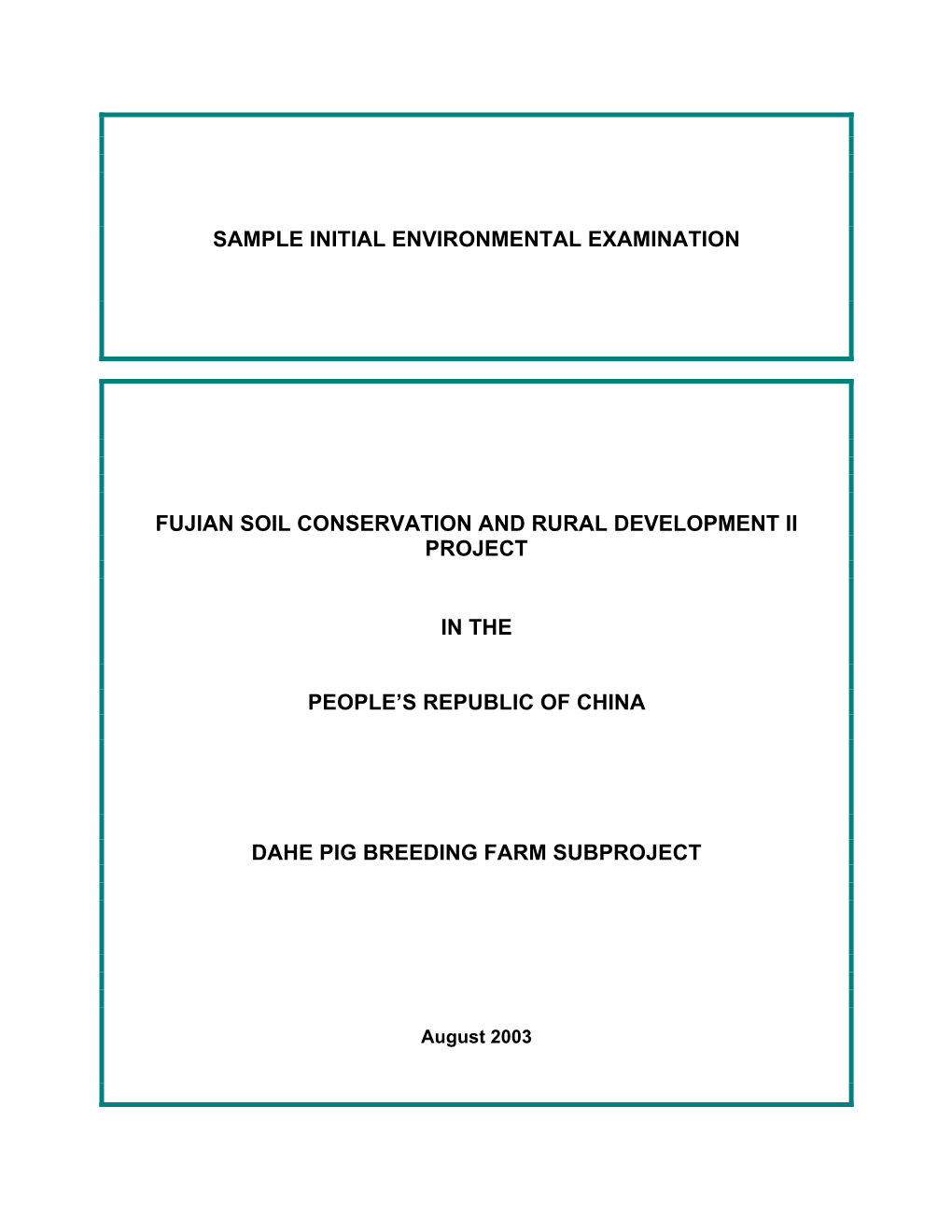 Sample Initial Environmental Examination Fujian Soil