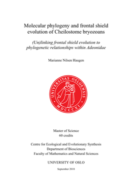 Molecular Phylogeny and Frontal Shield Evolution of Cheilostome Bryozoans
