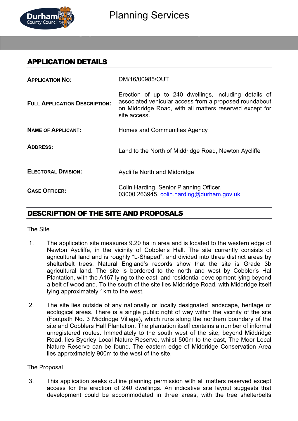 Land to the North of Middridge Road Newton Aycliffe.Pdf