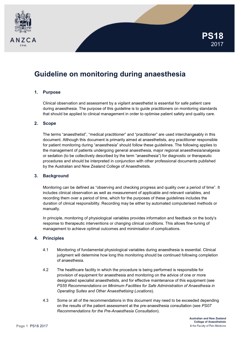 PS18 Guidelines on Monitoring During Anaesthesia