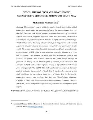 Geopolitics of Obor and (Re-) Thinking Connectivity Discource: Apropos of South Asia