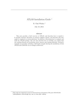 ATLAS Installation Guide ∗