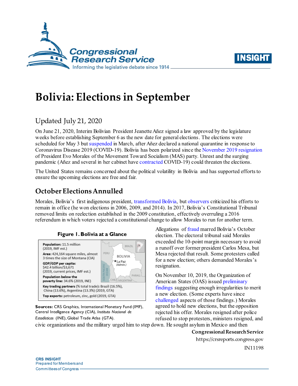 Bolivia: Elections in September
