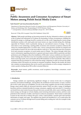 Public Awareness and Consumer Acceptance of Smart Meters Among Polish Social Media Users