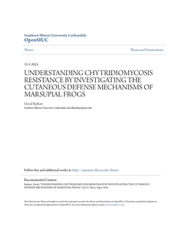 Understanding Chytridiomycosis Resistance By