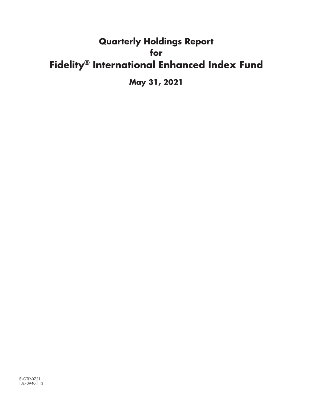 Fidelity® International Enhanced Index Fund