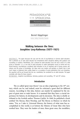 Walking Between the Lines: Josephine Levy-Rathenau (1877–1921)