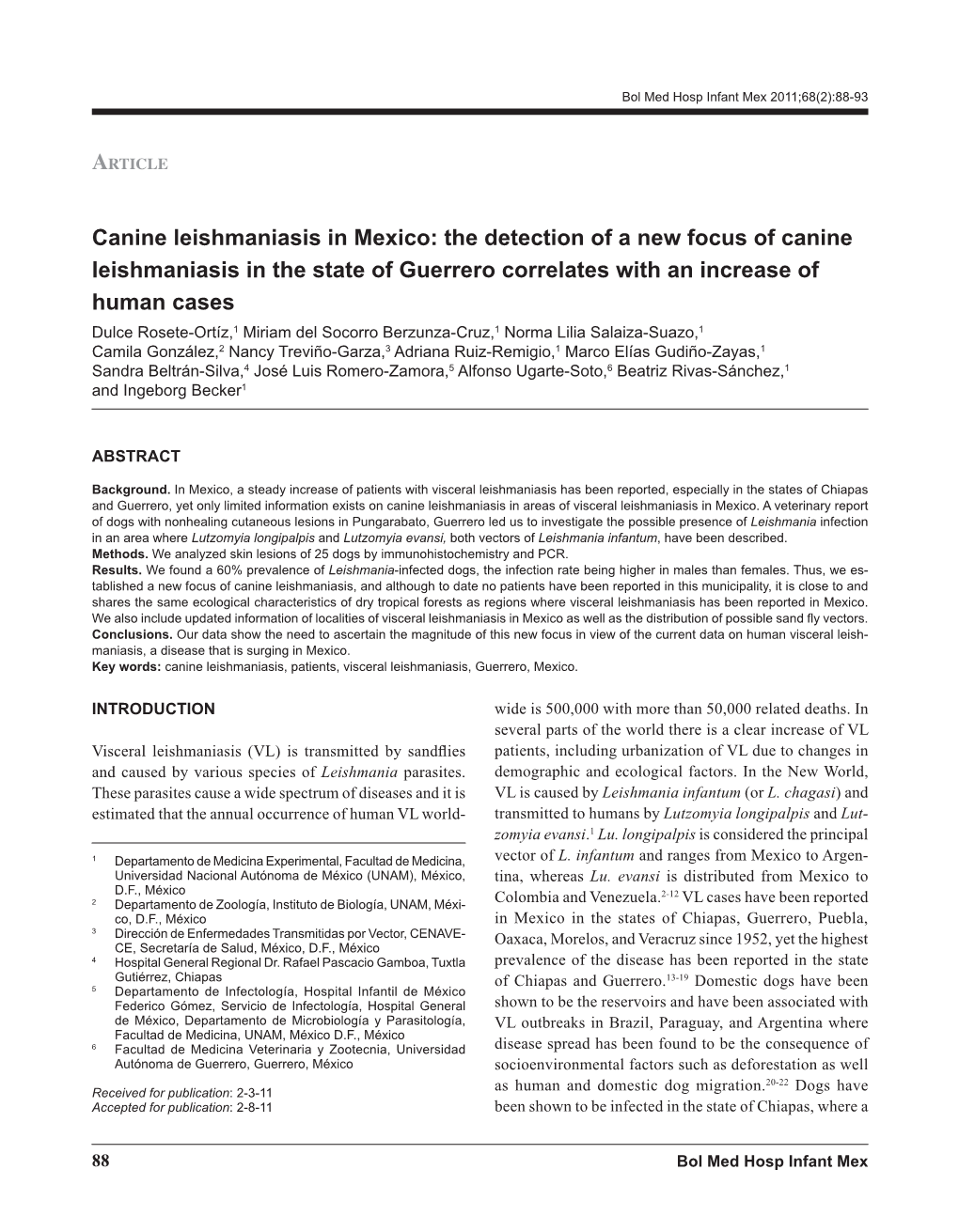 Canine Leishmaniasis in Mexico