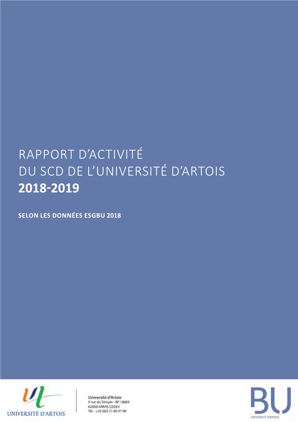 Rapport D'activité Du Scd De L'université D'artois 2018-2019