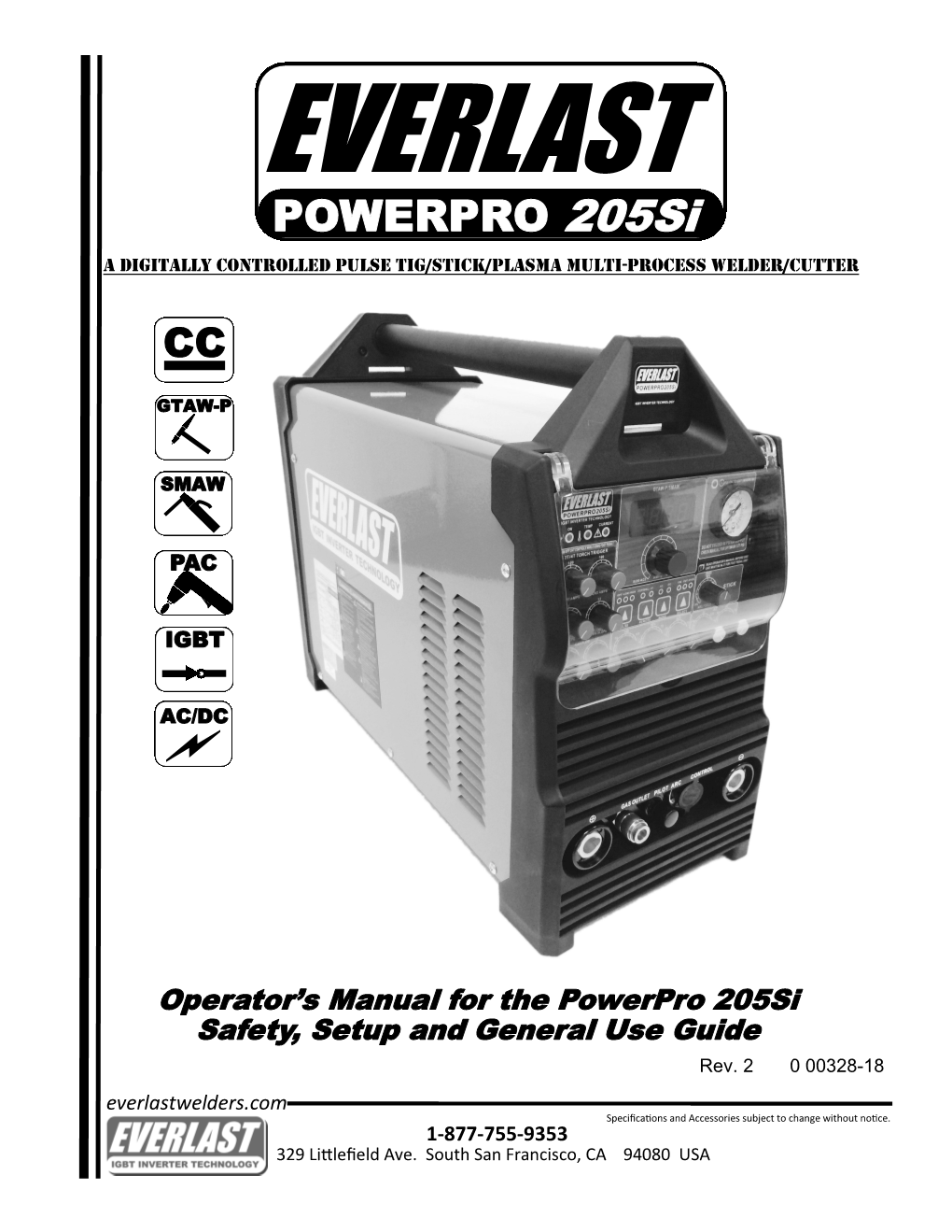 POWERPRO 205Si a Digitally Controlled Pulse Tig/Stick/Plasma Multi-Process Welder/Cutter