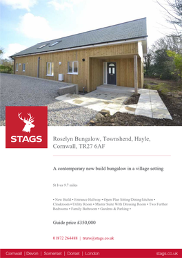 Roselyn Bungalow, Townshend, Hayle, Cornwall, TR27 6AF