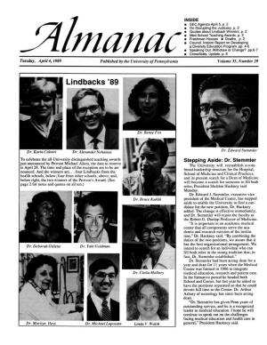 Lindback Award for Distinguished Teaching (Almanac April 4, 1989)