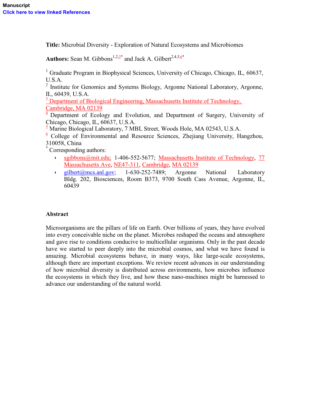 Title: Microbial Diversity - Exploration of Natural Ecosystems and Microbiomes