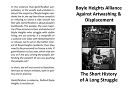 Boyle Heights Alliance Against Artwashing & Displacement The