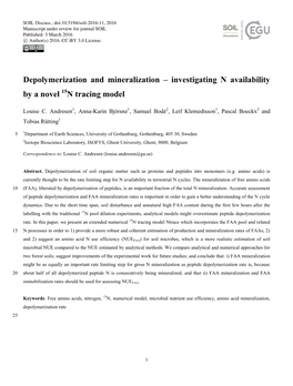 Depolymerization and Mineralization – Investigating N Availability by a Novel N Tracing Model