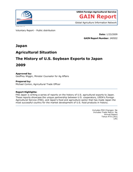 Japan Agricultural Situation the History of US Soybean Exports To