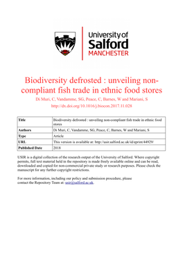 Biodiversity Defrosted : Unveiling Non-Compliant Fish Trade in Ethnic