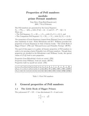 Properties of Pell Numbers Modulo Prime Fermat Numbers 1 General