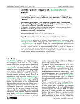 Complete Genome Sequence of Thioalkalivibrio Sp. K90mix